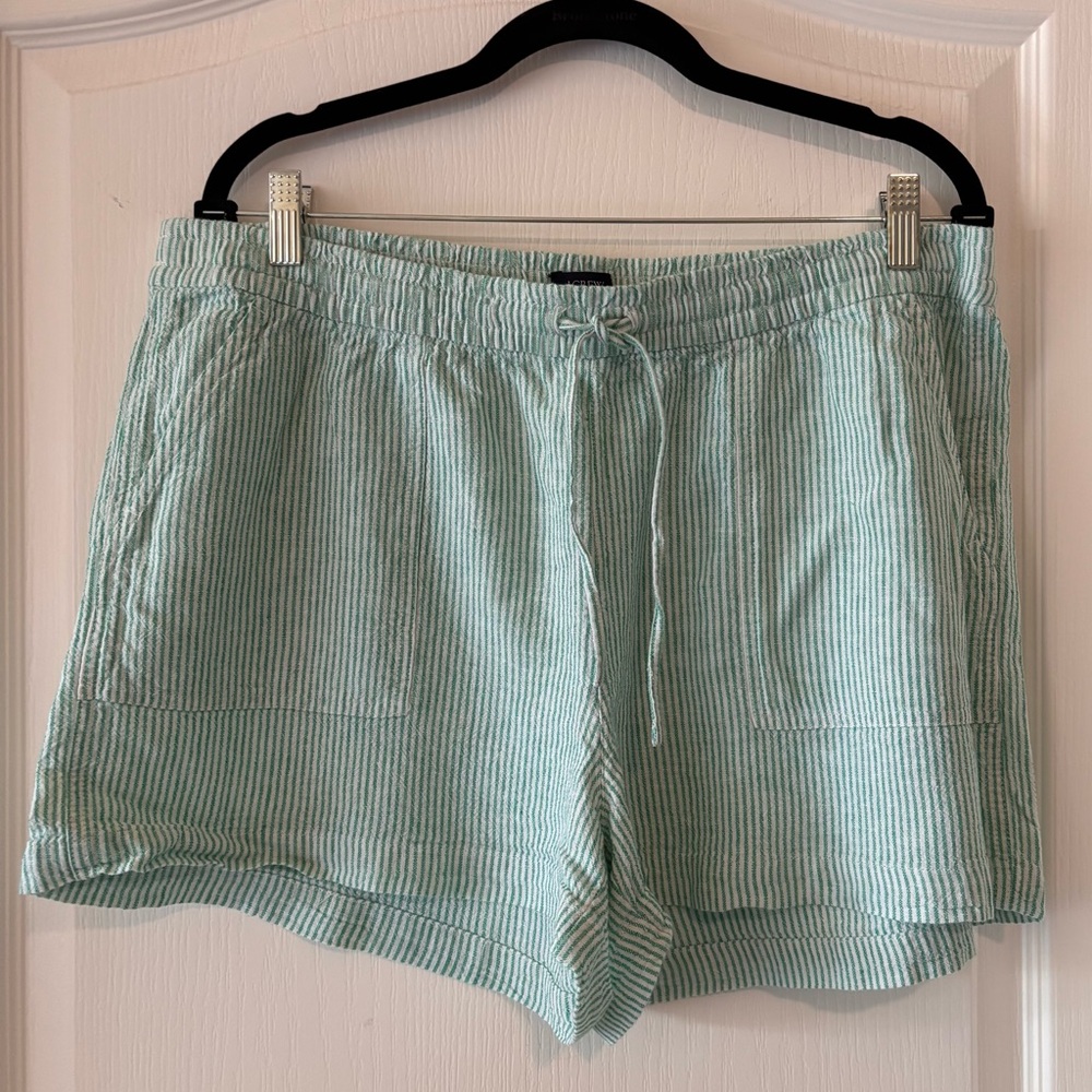 J. Crew Striped Green Shorts Size Large
